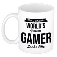 This Is What The Worlds Greatest Gamer Looks Like Cadeau Koffiemok / Theebeker 300 Ml - Gamer Cadeau - Tekst Mokken