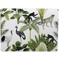 4x Stuks Rechthoekige Placemats Jungle Print Wit Kurk 30 X 40 Cm - Placemats/onderleggers - Tafeldecoratie