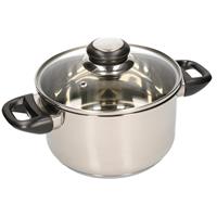Rvs Kookpan / Pan Met Glazen Deksel 20 Cm - Kookpannen / Aardappelpan - Koken - Keukengerei