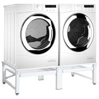 vidaXL Wasmachine- en drogerverhoger met uittrekbare schappen wit