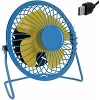 Deuba Metalen USB-ventilator - blauw/geel - Ø 13,5cm