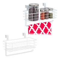 RELAXDAYS 2 x Einhängekorb mit Küchenrollenhalter, Aufbewahrung, Küche & Badezimmer, Drahtkorb HxBxT: 18 x 31 x 17 cm, weiß