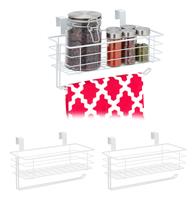 RELAXDAYS 3 x Einhängekorb mit Küchenrollenhalter, Aufbewahrung, Küche & Badezimmer, Drahtkorb HxBxT: 18 x 31 x 17 cm, weiß