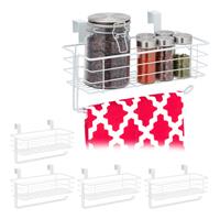 RELAXDAYS 5 x Einhängekorb mit Küchenrollenhalter, Aufbewahrung, Küche & Badezimmer, Drahtkorb HxBxT: 18 x 31 x 17 cm, weiß