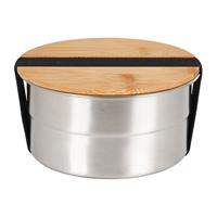 Xenos Lunchbox - rvs/bamboe - ø13 cm