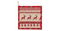 Clayre & Eef Pannenlap 20*20 cm Rood Katoen kerst Vierkant Afgiet Pannenlap Afgiethulp