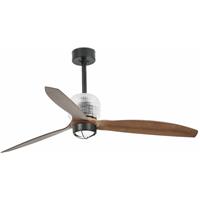 Faro Deco Fan - plafondventilator met licht en afstandsbediening - Ã 128 cm - 17W LED incl. - donkerbruin en zwart