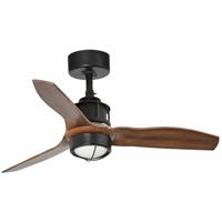 Faro Just Fan XS - plafondventilator met licht en afstandsbediening - Ã 81 cm - 17W LED incl. - donker bruin en zwart