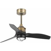 Faro Just Fan XS - plafondventilator met licht en afstandsbediening - Ã 81 cm - 17W LED incl. - mat zwart en antiek messing