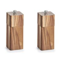 Zeller 2x Luxe peper/zout molens acacia hout 13 cm -