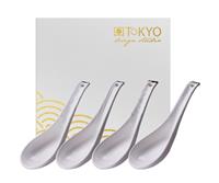 Tokyo Design Studio Weiß / Goldenes Löffel Set - Nippon Weiß - Set von 4 Stück - 13,8 x 4,8 cm