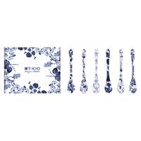 Tokyo Design Studio Blau / Weißes Löffel Set - Flora Japonica - Set von 6 Stück - 13 cm