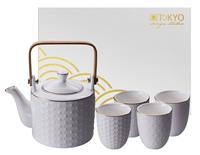 Tokyo Design Studio Weiss / Goldenes Teeservice mit Tassen - Nippon Weiss - Set à 5 Stück - 800ml
