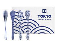 Tokyo Design Studio Nippon Blue - Lepel set - Set van 4 - 13cm