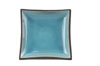 Tokyo Design Studio Zwart/Turquois Vierkant Bord - Glassy Turquoise - 22 x 22cm