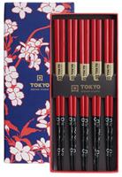 Tokyo Design Studio Eetstokjes Giftbox - Rood Zwart Bloem - 5 stuks