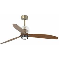 Faro Deco Fan - plafondventilator met licht en afstandsbediening - Ã 128 cm - 17W LED incl. - donkerbruin en antiek messing