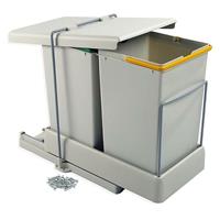 Emuca Recyclingbak Voor Bodembevestiging En Automatische Uitschuifbaar In Keukenblok 2x14liter