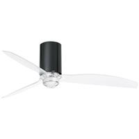 farobarcelona Faro mini tube led Glänzend schwarz, transparenter Deckenventilator mit Gleichstrommotor, 3000K