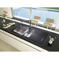Respekta Spüle Glasspüle Einbauspüle Küchenspüle Glas Edelstahl 100 x 50 schwarz