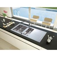 Respekta Spüle Glasspüle Einbauspüle Küchenspüle Glas Edelstahl 100 x 50 weiß