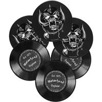 Motörhead Schallplatten - Untersetzer 6-teilig bedruckt, aus Hart-PVC und rutschfestem Zellkautschuk.