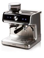 Domo Espressomaschine, Metallfilter, Profi Siebträgermaschine mit Mahlwerk & Milchschäumer für Latte Macchiato, Barista Siebdruck Cappuccino Maschine mit abnehmbaren Wassertank
