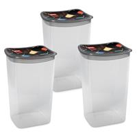 Hega Hogar 3x Koffiecups Bewaarbakjes 1,9 Liter Transparant/grijs Plastic - Vershoudbakjes