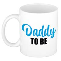 Bellatio Daddy To Be Cadeau Mok / Beker Wit Met Blauwe Letters 300 Ml - Feest Mokken