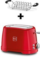 Novis Toaster T2 rot SET, 2 kurze Schlitze, 900 W, mit Brötchenwärmer