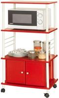 SoBuy Küchenwagen Mikrowellenschrank Küchenregal stehend rot
