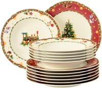 Seltmann Weiden Tafelservice Marie-Luise, (Set, 12 tlg., 6 x Marie-Luise Speiseteller rund 25 cm Weihnachtsnostalgie 6 x Marie-Luise Suppenteller rund 23 cm Weihnachtsnostalgie), mit weihnachtlichem D