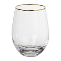 Xenos Waterglas - transparant/goud - 550 ml