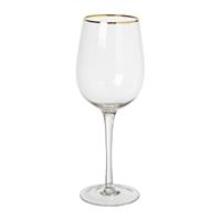 Xenos Wijnglas - transparant/goud - 380 ml