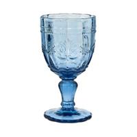 Butlers VICTORIAN Trinkglas mit Stiel 230 ml Weißweingläser blau