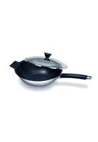 KEN HOM Non Stick Edelstaal 2pce Wok and Glas Lid