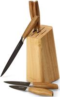 ECHTWERK Messer-Set Classic, (Set, 6 tlg.), Messer aus hochwertigem Stahl, Messerblock aus Pakkaholz, Black-Edition, 10,5 x 12,7 x 22,7 cm