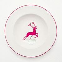 Gmundner Keramik Bordeauxroter Hirsch Suppenteller Gourmet d: 24 cm / h: 4 cm