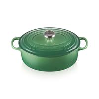 Le Creuset Bräter Signature Oval Gusseisen Bamboo Green 31 cm