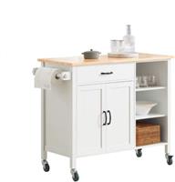 SoBuy Design Kücheninsel Küchenwagen Küchenschrank Sideboard mit Arbeitsplatte weiß