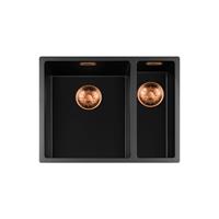 Lorreine Black Quartz Series spoelbak 15+3440cm Plug Copper 1534BQ-FU-Copper