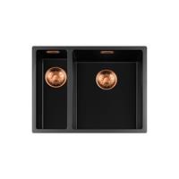 Lorreine Black Quartz Series spoelbak 34+1540cm Plug Copper 3415BQ-FU-Copper