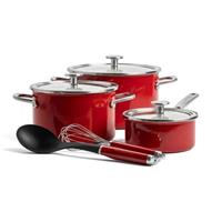 Habonne KitchenAid Steel Core Enamel Pannenset -6 delig rood email