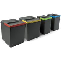 Emuca Kit Van Recycle Keukenlade Prullenbak Kit Recycle Hoogte 266mm, 2x15liter, 2x7liter, Plastic