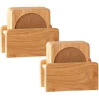 Cosy & Trendy Set van 12x glazenonderzetters hout in houder 10 cm -