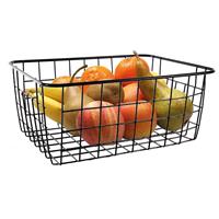 Fruitschaal/fruitmand middelgroot staaldraad zwart 18 x 24 x 10 cm -