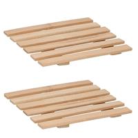 Merkloos Set van 5x stuks bamboe pannenonderzetters 17 x 18 cm -