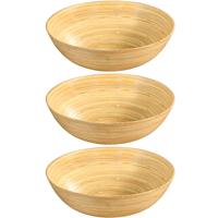 3x Bamboe houten fruitschalen/serveerschalen 25 x 8 cm -