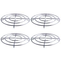 4x Stuks chroom pannenonderzetters rond zilver 23 cm -