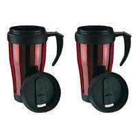 Set van 3x stuks thermosbeker/warmhoudbeker rood/zwart 400 ml -